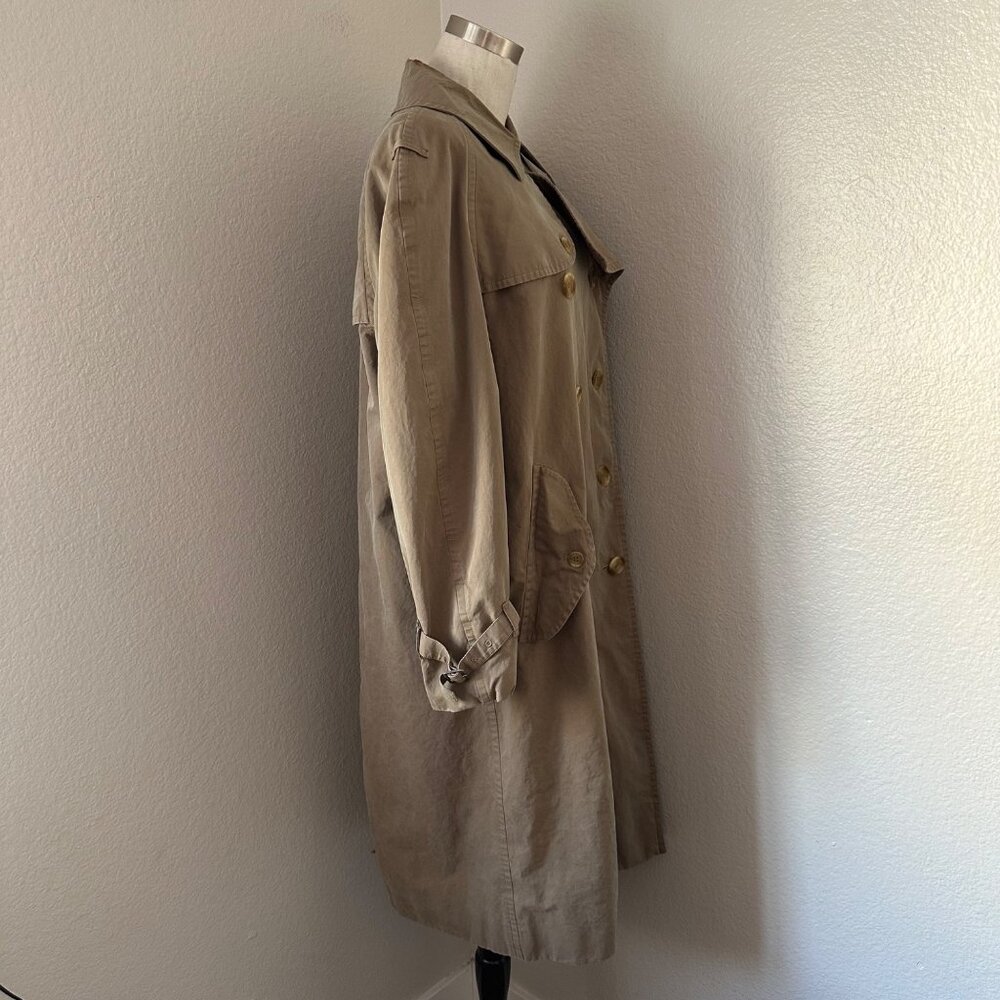 Vintage Burberry Trench Coat Peter Pan Neckline Double Breasted Cotton Buckle M - Picture 3 of 16